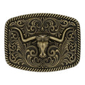 TYWestyles Western Cowboy Belt Buckle - Texas Bull Skull Belt Buckle for Men women (Antique bronze longhorn bull Medium)