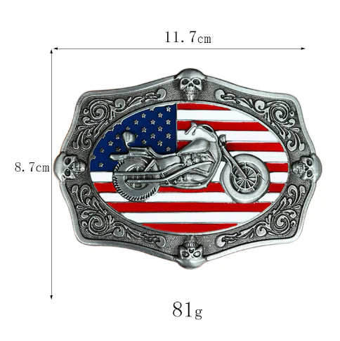 Motorcycle American Flag Belt Buckle