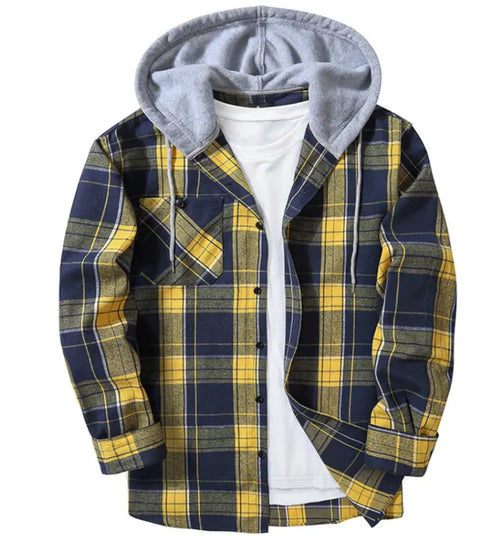 Casual Plaid Hooded Shirt